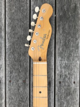 1950s-style Fender Esquire maple neck, headstock, and silver spaghetti logo-style Fender logo