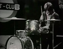 John Bonham playing a Sonor Teardrop kit at the Beat Club in 1969.